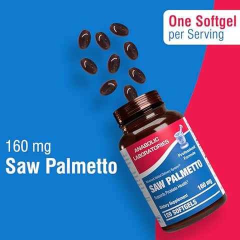 Saw Palmetto para Homens – 160 mg de Extrato de Bagas de Saw Palmetto para Queda de Cabelo e Saúde Urinária e da Próstata - Anabolic Laboratories