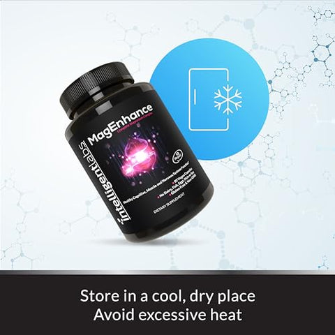 Suplemento de Magnésio MagEnhance Magtein® Complexo de Magnésio com Magnésio L-Treonato, Glicinato de Magnésio e Taurato por Intelligent Labs, 90 Cápsulas
