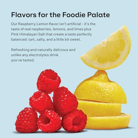 Real Food Electrolytes: Hidratação premiada com os 5 eletrólitos, Sal Rosa do Himalaia, Magnésio, Framboesas Orgânicas, Limões e Limas, Sachês em Pó, 100% Natural - Blueshift