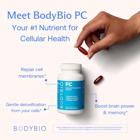 Phosphatidylcholine 60 Softgels – Potencializador Nootrópico para a Saúde Cerebral – Clareza Mental para Foco e Memória – Neuroproteção para Envelhecimento Saudável - BodyBio