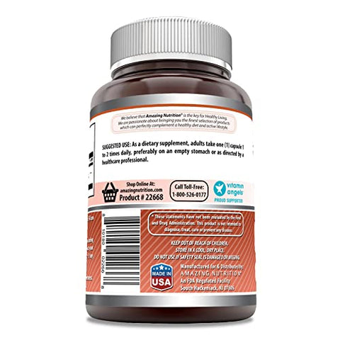 Amazing Nutrition - Suplemento de Aminoácido L-Lisina 500mg 250 Cápsulas – Amazing Formulas | Livre de Transgênicos | Sem Glúten | Fabricado nos EUA