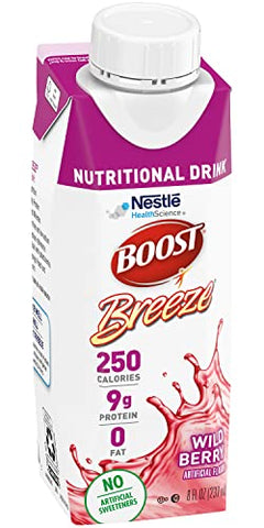 BOOST - Boost Breeze Bebida Nutricional Wildberry, 8 fl oz (Pack com 12) – Marca Boost