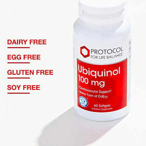 PROTOCOL FOR LIFE BALANCE - Protocol For Life Balance – Ubiquinol 100 mg – Suporte Cardiovascular com Forma Ativa de CoQ10, Energia, Saúde do Coração, Atividade Antioxidante – 60 Softgels