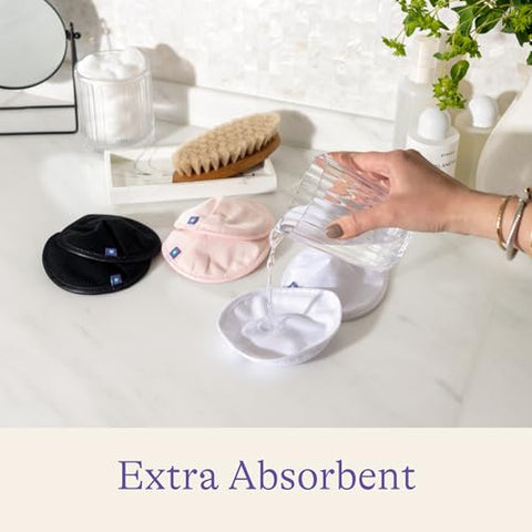 Almofadas de Amamentação Reutilizáveis, Essenciais para Mães que Amamentam, 8 Almofadas Absorventes com Bolsa de Lavagem em Rede, Almofadas Rosa e Preta - Lansinoh