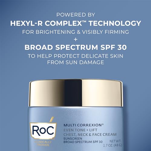 Creme Hidratante RoC Multi Correxion 5 em 1 para Pescoço, Colo e Rosto com FPS 30, Firmeza para o Pescoço e Redução de Rugas, Vitamina E – 50g
