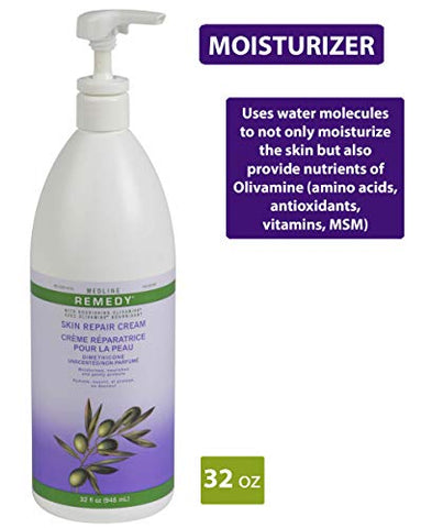 Creme Reparador de Pele e Loção Corporal Medline Remedy Olivamine sem Fragrância, 32 fl oz (946 ml)