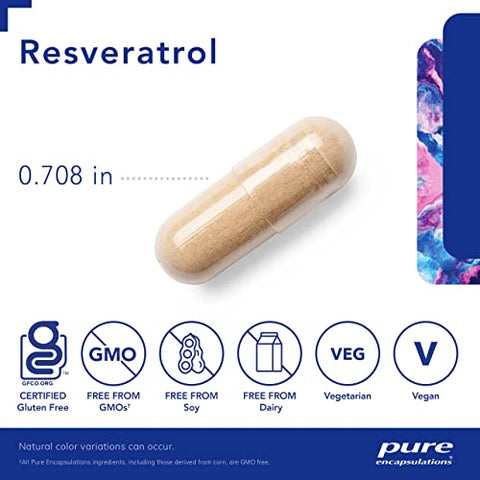 Resveratrol – Saúde Cardiovascular e Celular | 60 cápsulas | 500mg | Antioxidante Potente - Pure Encapsulations
