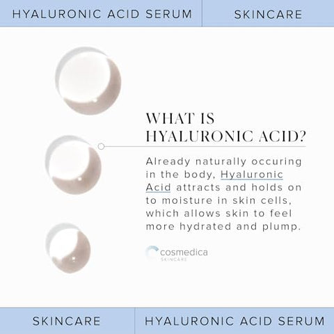 Cosmedica Skincare - Soro de Ácido Hialurônico para a Pele 100% Puro – Soro Anti-Envelhecimento, Hidratação Intensa, Não Oleoso – Ácido Hialurônico para o Rosto 240 ml (8 oz)