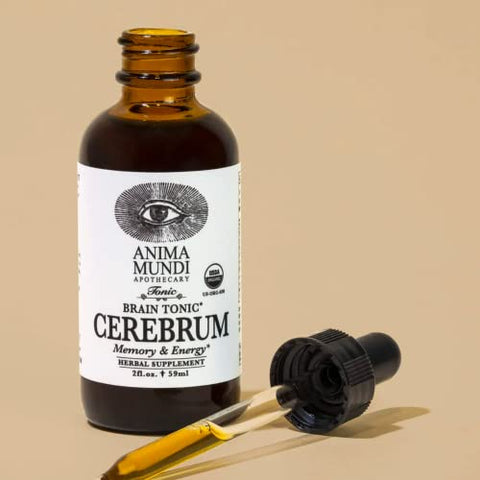 Anima Mundi Apothecary - Anima Mundi Cerebrum – Suplemento Líquido de Suporte Cognitivo com Lion’s Mane e Ginkgo – Potencializador Cerebral para Memória e Suporte Cognitivo – Gotas Líquidas
