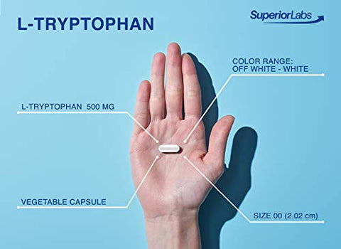 L-Triptofano Puro – 500mg, 120 Cápsulas Vegetais – Suplemento Alimentar Não-OGM para um Sono Repousante - Superior Labs