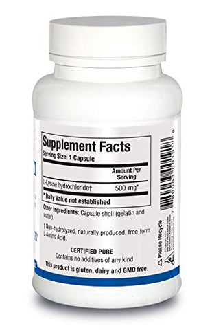 L Lysine HCI – Aminoácido L lisina em Cápsulas 100 – Estimula Energia, Reforça Imunidade, Favorece Absorção de Cálcio - Biotics Research