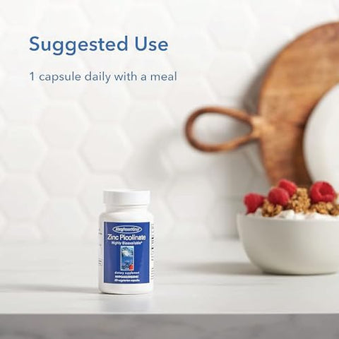 Suplemento de Zinco Picolinato – Suporte à Resposta Imune Normal, Altamente Bioabsorvível, Cápsulas Vegetarianas – 60 Unidades - Allergy Research Group
