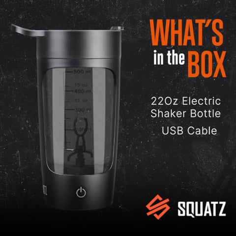 Garrafa Shaker Elétrica 22 Oz – Liquidificador Automático Recarregável para Shake de Proteína, à Prova de Vazamentos - SQUATZ