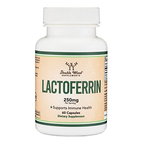Double Wood Supplements - Lactoferrin 250mg por Porção (60 Cápsulas) Bioferrin Patenteado – Suplemento Superior de Ferro para Deficiência de Ferro e Suporte Imunológico por