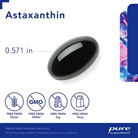 Astaxantina Pure Encapsulations | Suplemento Antioxidante para Articulações, Pele e Saúde Ocular | 120 Cápsulas Softgel
