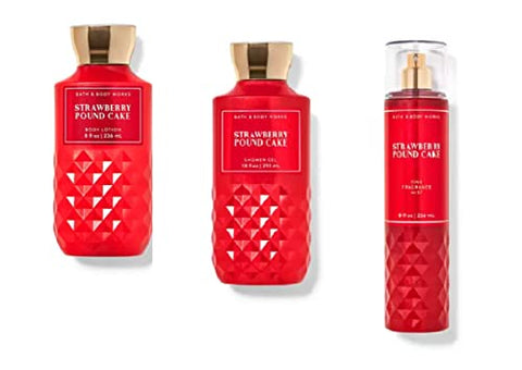 Bath & Body Works - Bath and Body Works – Trio Diário Morango Pound Cake – Outono 2020 – Gel de Banho, Perfume