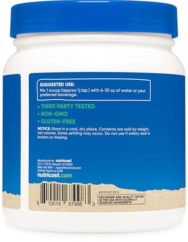 Pó de Suco de Grama de Cevada Orgânica (454g) – Sem Sabor - Nutricost