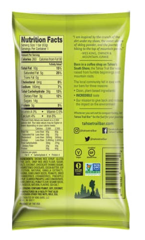 Barra Energética Natural à Base de Plantas (Barra de Proteína de 62,8g, 12 Unidades) Alto Teor de Proteína, Sem OGM, Sem Glúten, Vegano – Snacks Saudáveis de Manteiga de Amendoim e Chocolate - Tahoe Trail Bar