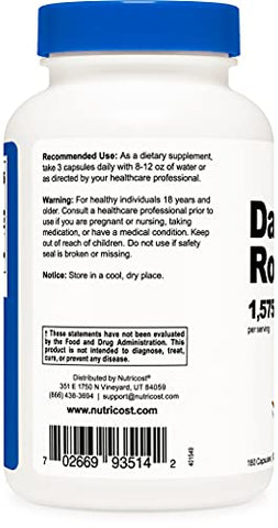 Dandelion Root 525mg – 180 Cápsulas (3 Frascos) – 1575mg por Porção, Livre de Transgênicos, Sem Glúten - Nutricost