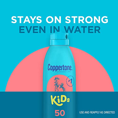 Protetor Solar Spray Coppertone Kids FPS 50, Resistente à Água, Amplo Espectro, 3 Unidades de 155g