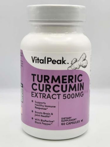 Vital Peak - Curcuma com Pimenta Preta – 500 mg Extrato de Curcuma com 95% Curcuminoides para Articulações, Fígado, Cérebro | Marca: Turmeric Extract