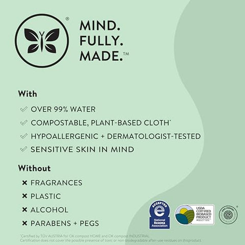 The Honest Company - Toalhas Umedecidas Honest Company Clean Conscious Sem Perfume | Mais de 99%% de Água, Compostáveis, à Base de Plantas | Hipoalergênicas para Pele Sensível, Verificadas pelo EWG | Estampa Divertida, 288 unidades