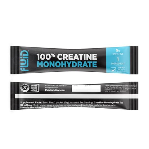 Creatina Monohidratada Ultrafina Micronizada 100%%, Certificada Informed Sport, Segura para Atletas, Porção de 5g (30 Porções Individuais) - Fluid