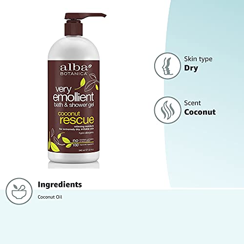 Body Wash Very Emollient Coconut Rescue 32 Oz (946 ml) - Alba Botanica