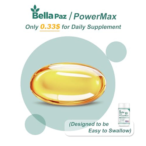BELLAPAZ - Suplemento Ômega 3 FishOil – 788 mg Ácido Graxo Ômega-3 sem refluxo, 488 DHA – Marca em destaque