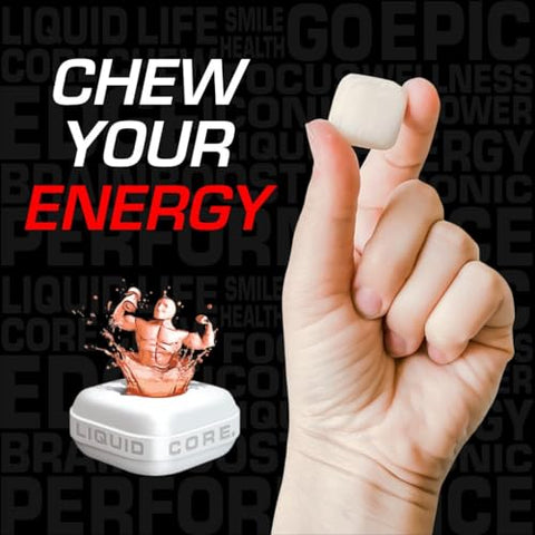 Apollo Energy Gum by Liquid Core – 80mg de Cafeína Natural por Unidade – Sem Açúcar, Sem Aspartame, Goma de Xilitol – 5 Unidades por Embalagem (5 Pacotes)