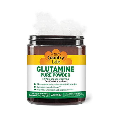 Glutamina Pura em Pó – 275g, 55 Porções - Country Life