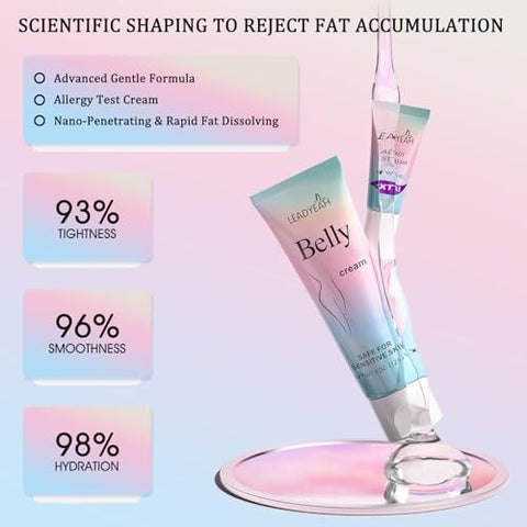 Leadyeah - Creme Firmador B Flat Belly – Hidratante, Tonificante, Firmador para Barriga, Coxas e Glúteos, Loção Corporal com Hibisco e Mel para Mulheres e Homens, 125,5 ml