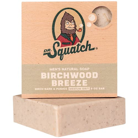 Sabonete de Processo a Frio BIRCHWOOD BREEZE 3 Barras – Para Homens – Média Granulação – Óleos Naturais – Fragrância Refrescante de Madeira – Esfoliante – 300g - Dr. Squatch
