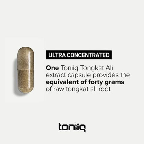Toniiq - Tongkat Ali 40,000MG: Suplemento Ultra Concentrado de Eurycoma Longifolia para Homens – Força Extra – 2%% Eurycomanone – Extrato de Raiz de Eurycoma Longifolia 200:1 – 3ª Parte