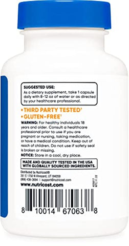 Beta Glucan 500mg 1,3/1,6 D-Glucan – 60 Cápsulas Vegetarianas – Livre de Glúten, Não-OGM - Nutricost