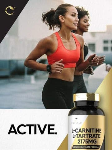 L Carnitine Tartrate | 2175mg | 200 Cápsulas | Fórmula Avançada para Atletas | Suplemento para Treino | Como L-Carnitina L-Tartarato | Não-OGM, Sem Glúten - Carlyle
