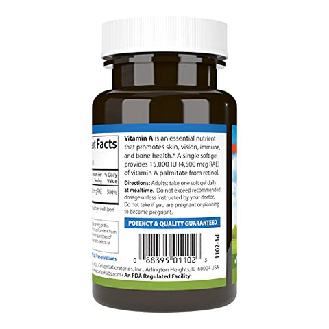 Vitamina A, 15000 UI Palmitato (4500 mcg RAE), Saúde Visual - Carlson