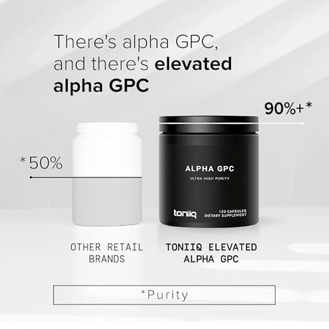 Alpha GPC Capsules Ultra Pura – Fórmula Concentrada de 600mg – Nootrópico Altamente Purificado e Bioacessível – 120 Cápsulas - Toniiq