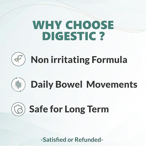 Laxante para Alívio da Constipação, Amolecedor de Fezes para IBS Grave e Constipação Forte 100% Natural – 60 Cápsulas – Limpeza do Cólon, Desintoxicação, Gases e Inchaço - Digestic