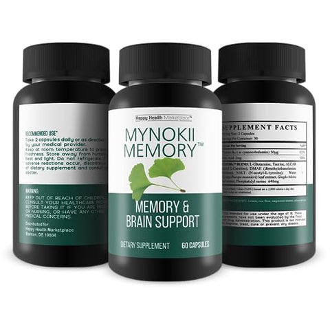 Happy Health Marketplace - Mynokii Memory – Suplemento Cerebral Nootrópico – Memória – 60 cápsulas