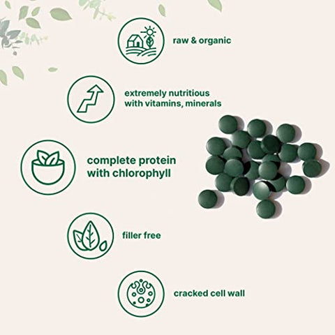 Micro Ingredients - Tabletes de Chlorella Orgânica, 500mg por Tablete, 720 Tabs (360g), 4 Meses de Suprimento, Parede Celular Quebrada, Rica em Proteína Vegana