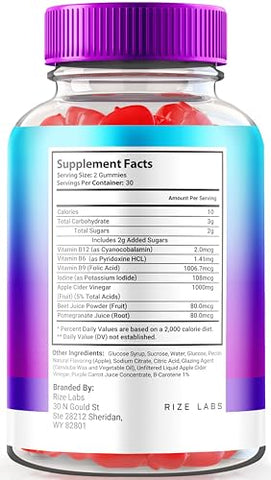 rize labs - Keto Blast ACV Gummies – Fórmula Avançada de Perda de Peso (60 Gummies)