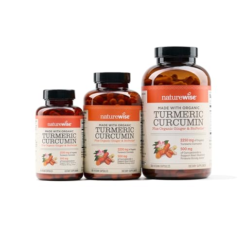 Curcumin Turmeric 2250mg – 95%% Curcuminoids 500mg – Turmeric com BioPerine Pimenta Preta – 60 Cápsulas - NatureWise