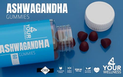 4 Your Wellness - Ashwagandha Gummies Mixed Berry KSM-66, Lion’s Mane, Vitamina-D, Sem-OGM, Sem Glúten, Sem Gelatina – 100g