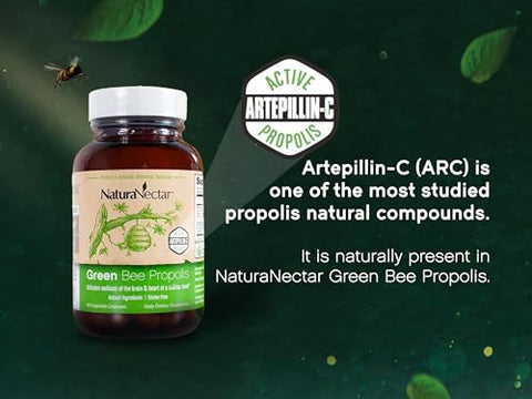 Green Bee Propolis Certificado NSF | Propolis Premium Brasileiro | Alívio Cuidadoso | Apicultura Ética | Máxima Visibilidade - NaturaNectar