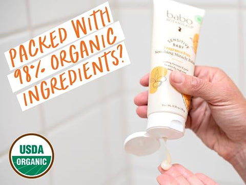 Babo Botanicals Bálsamo Milagroso Calmante para Bebês Sensíveis sem Fragrância – Orgânico Certificado pelo USDA – Pomada Multiuso com Azeite de Oliva