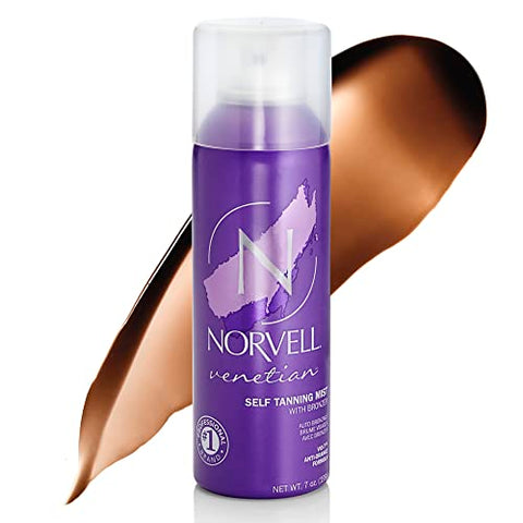 Venetian Sunless Self Tanning Mist – Solução de Spray Airbrush com Bronzer para um Brilho Instantâneo de Beijo de Sol, 200 ml - Norvell