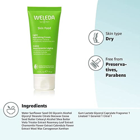 Skin Food Light Creme Corporal Nutritiva 75ml, Hidratante Vegetal com Camomila, Calêndula e Amor-Perfeito - Weleda