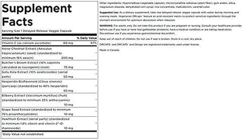 Leg Vein Essentials – 60 Cápsulas Vegetais (4 Pacotes) – Liberadas Gradualmente - Swanson