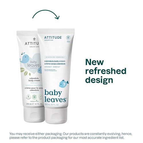 Creme Corporal ATTITUDE para Bebê, Verificado pelo EWG, Ingredientes de Origem Natural, Vegano, Boa Noite, 200 ml